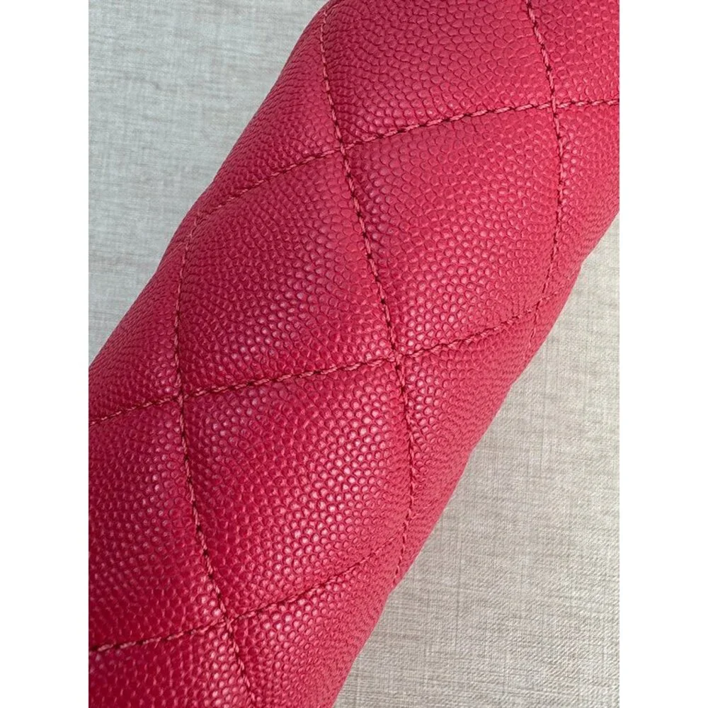 CHANEL Pink Red Caviar Camera Case Bag GHW